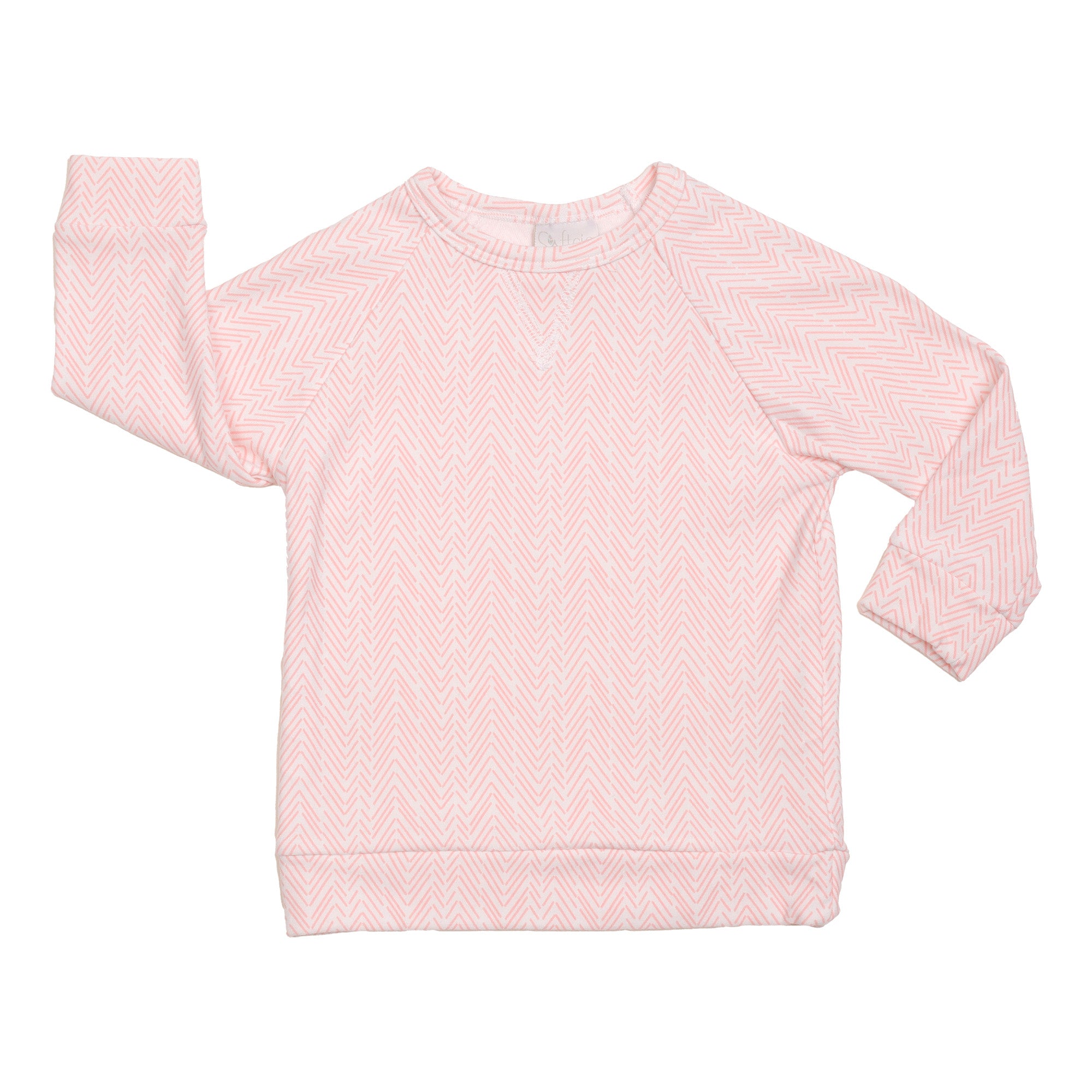 Toddler Long-Sleeve Top 2-5T – Regular Fit Crewneck 2T / Coral Herringbone