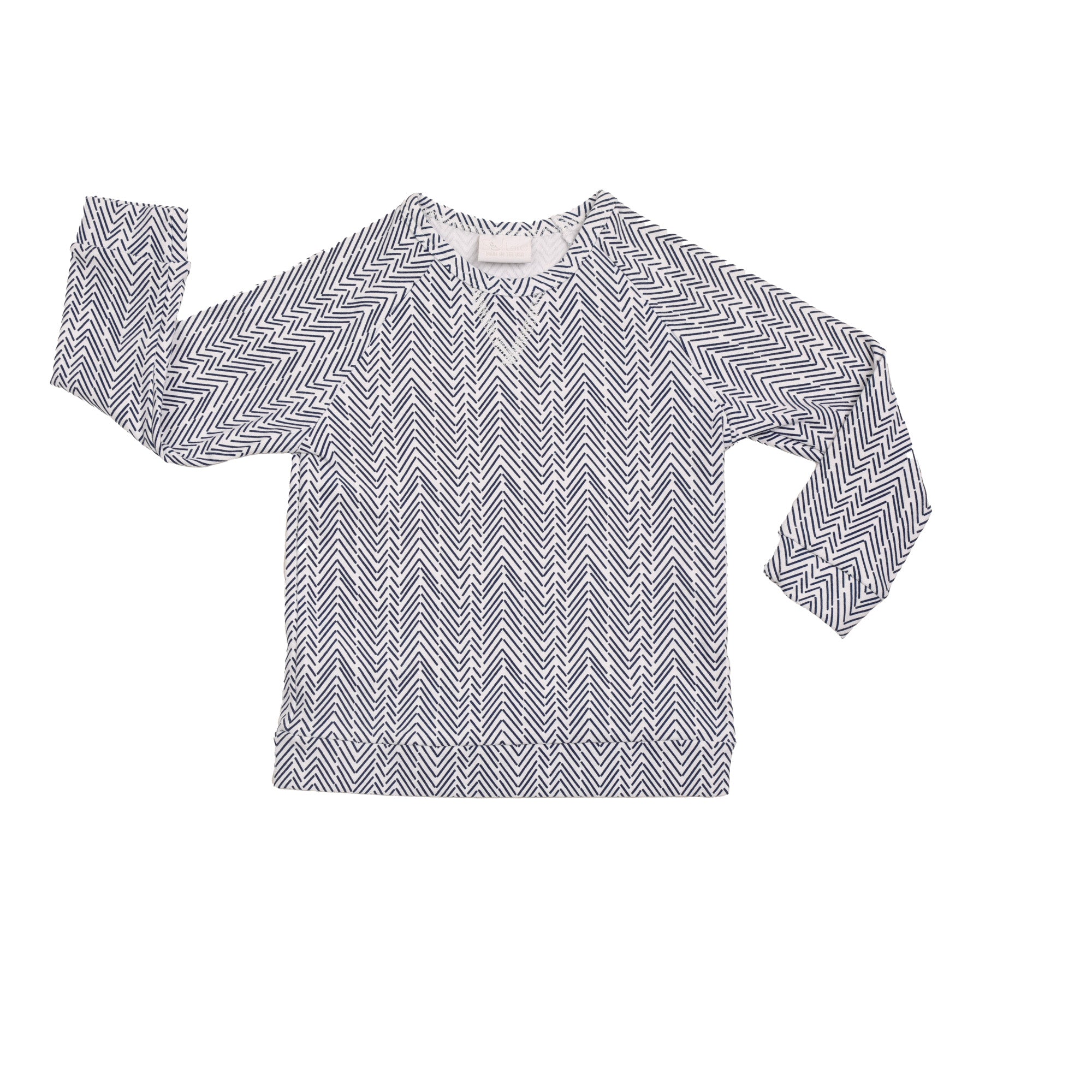 Kids Long-Sleeve Top 6-10Y – Regular Fit Crewneck 10 / Navy Herringbone