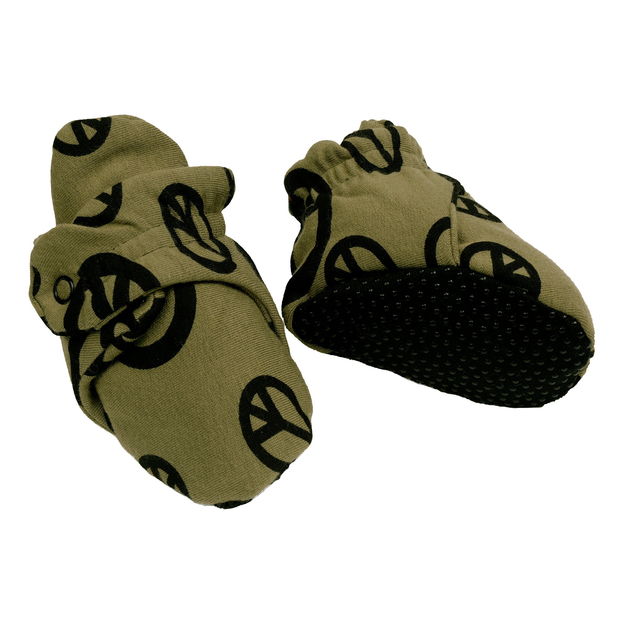 Infant Booties – Elastic Ankle and Snap Closure SMALL (0-12M) / Peace Sign